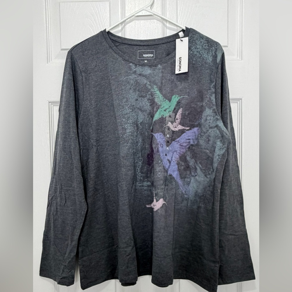 Sonoma Charcoal Long Sleeve with Subtle Pattern Size XL